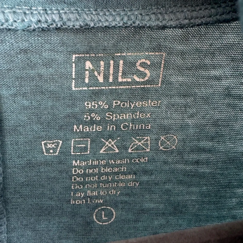 Nils Womens Quarter Zip‎ Base Layer Top Heathered Teal Blue Smocked Collar Large - Picture 5 of 5